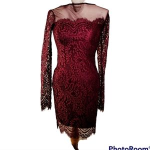 Burgundy Lace Jump Dress size 1/2